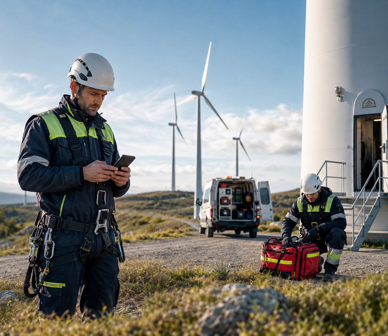 Windenergie-Servicekraft nutzt ErWin zur Koordination eines Notfalls im Windpark