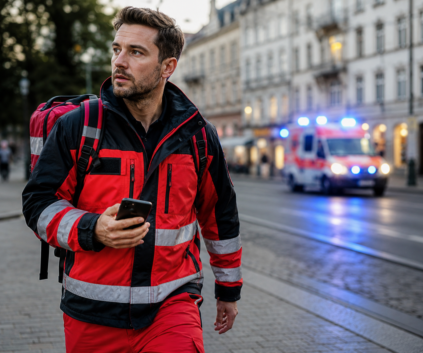 Qualifizierter Ersthelfer prüft eine SavingLife Alarmierung auf seinem Smartphone